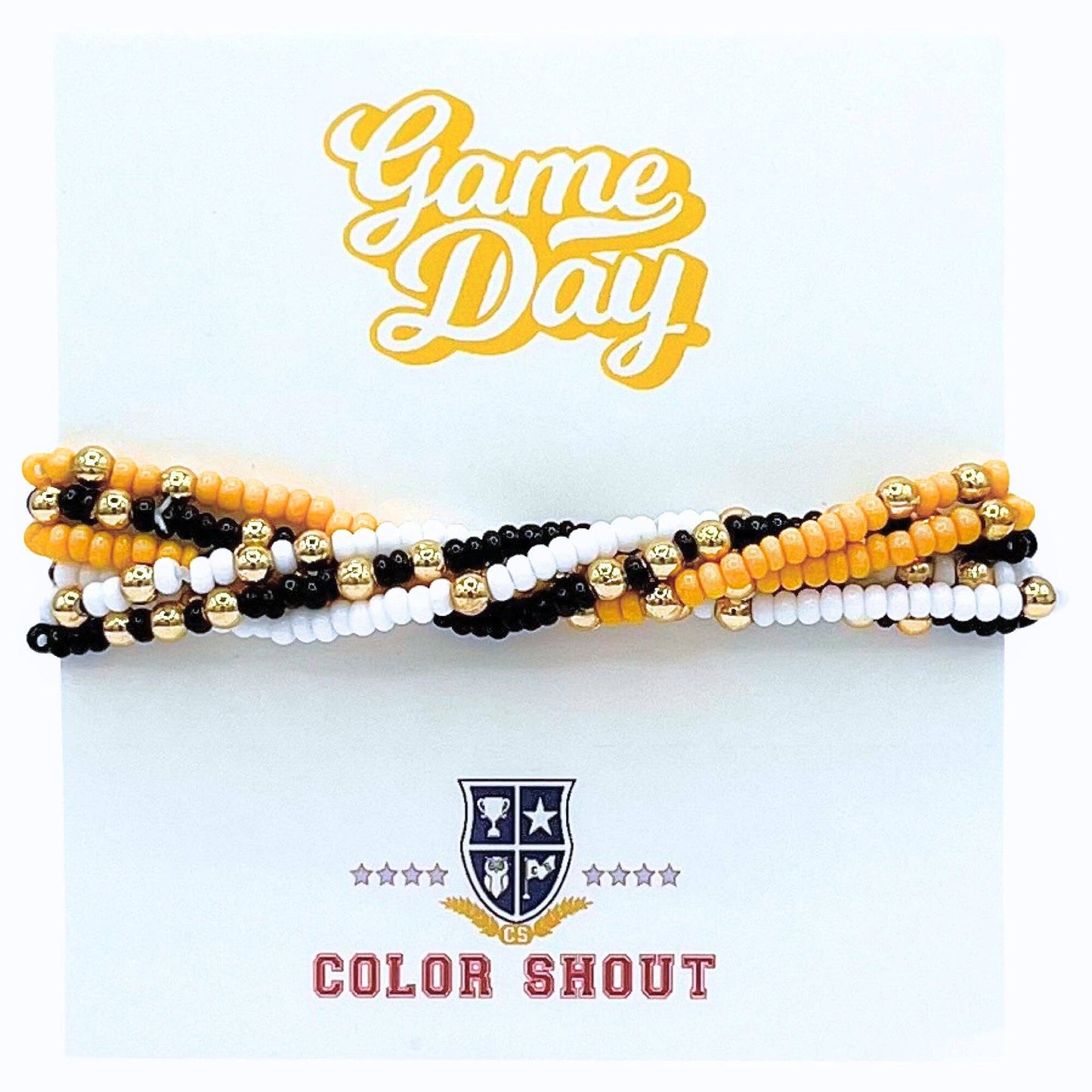 Game Day Team Colors: Set of 6 Stretch Bracelets: Royal Blue/White