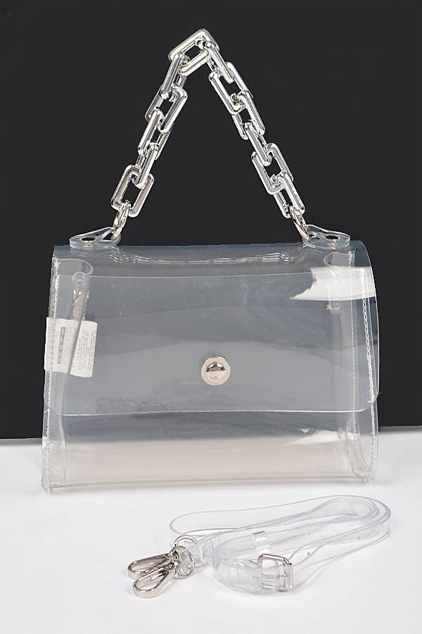 Transparent Big Chain Bag: Clear Gold