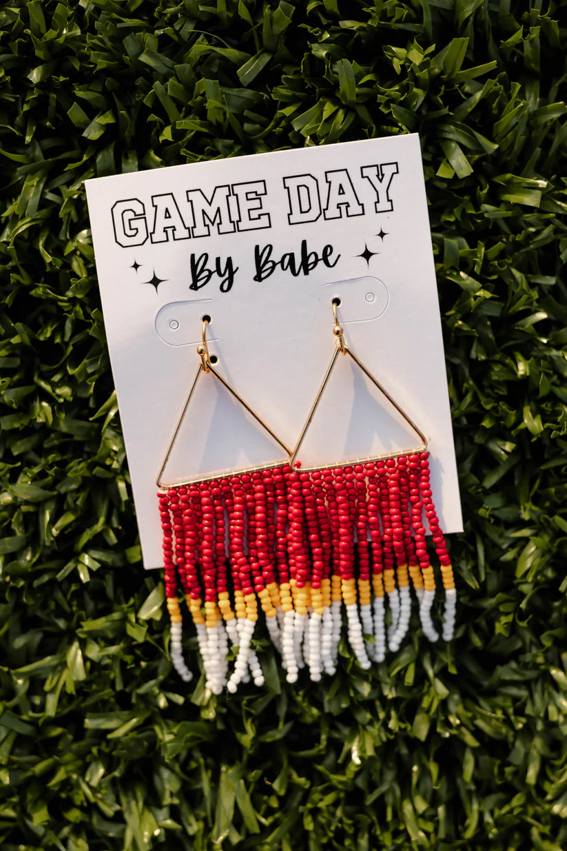 Beaded Tassel Game Day Earrings-GracieJeanBoutique