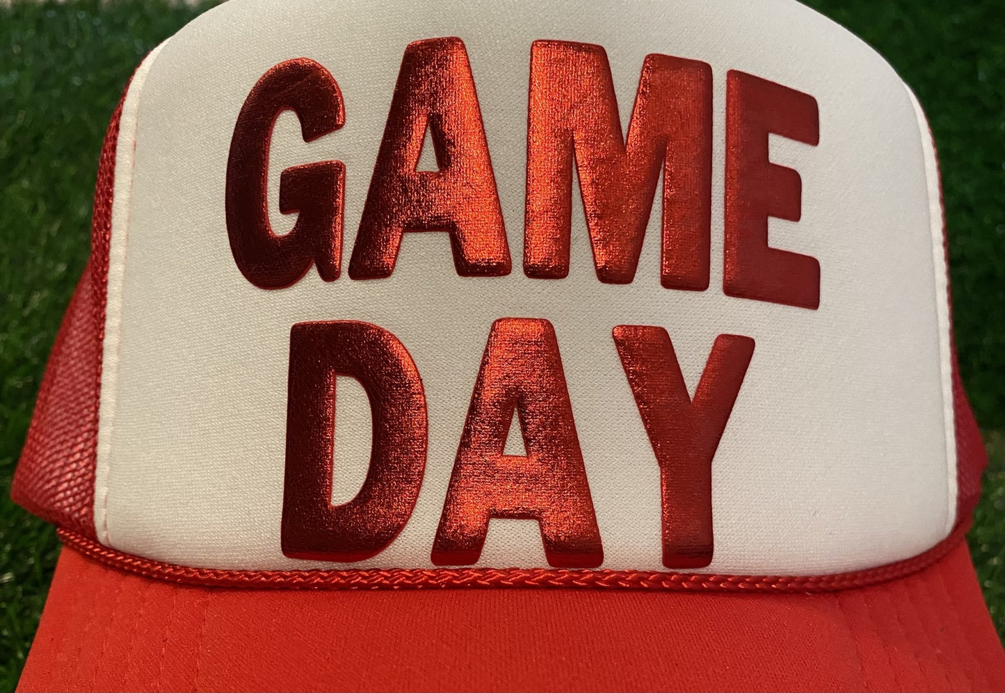 Metallic GameDay Puff Trucker Hat-GracieJeanBoutique