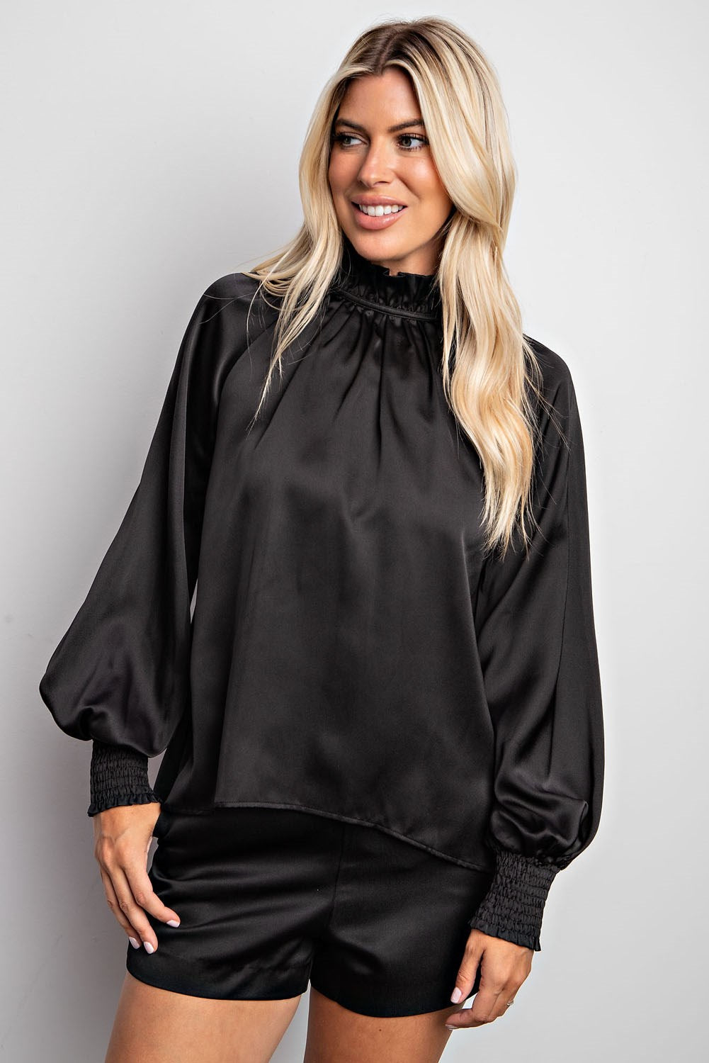 High Collar Blouse - Black