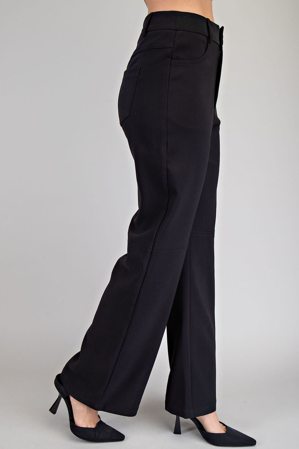 Milan Inspired Straight Leg Pant - Black