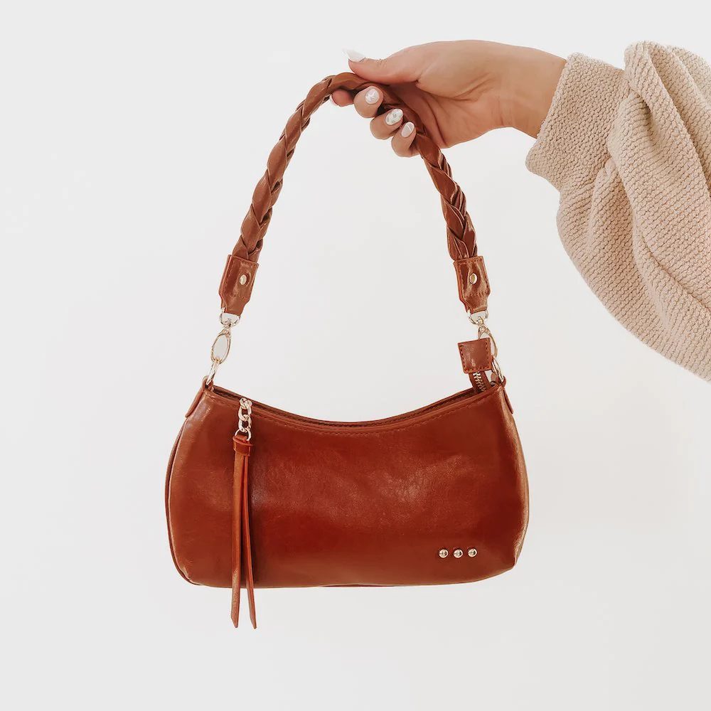 Brynlee Braided Vegan Leather Crossbody & Shoulder Bag - Black or Brown