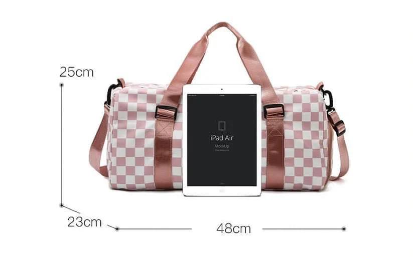 Checkered Duffle Bag - Grey