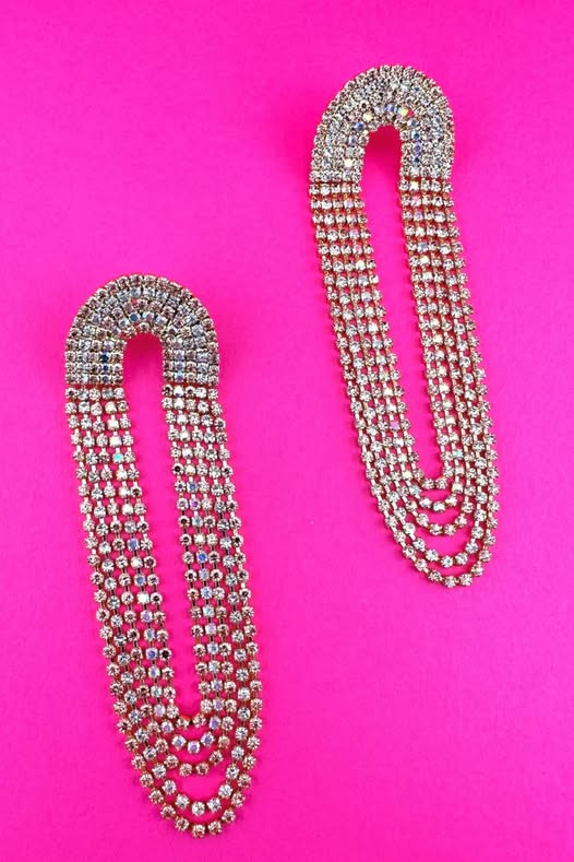 Crash My Party Rhinestone Earrings - Gold