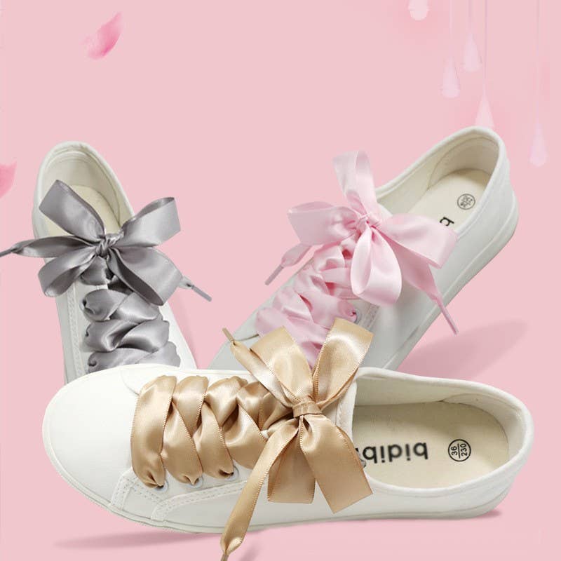 SILK SATIN RIBBON BOW PAIR SHOE LACES | Green