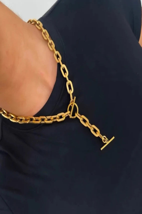 Luxe Gold Link Paperclip Necklace-GracieJeanBoutique