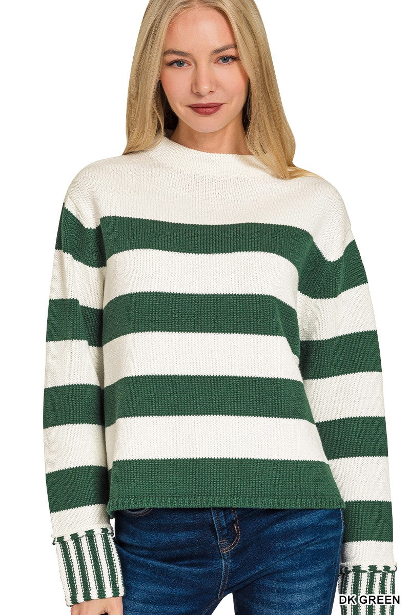 Striped Sweater - Dark Green