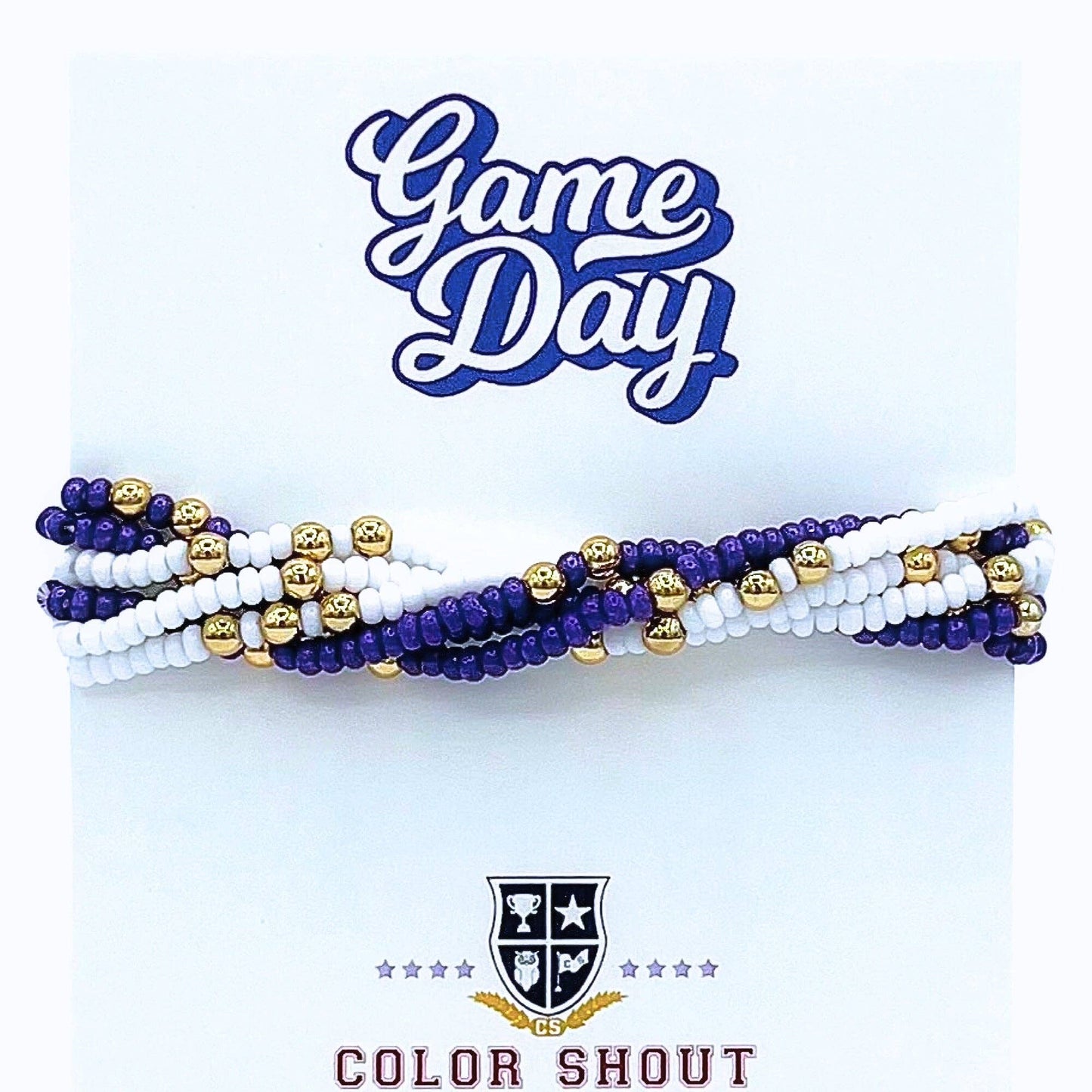 Game Day Team Colors: Set of 6 Stretch Bracelets: Maroon/White
