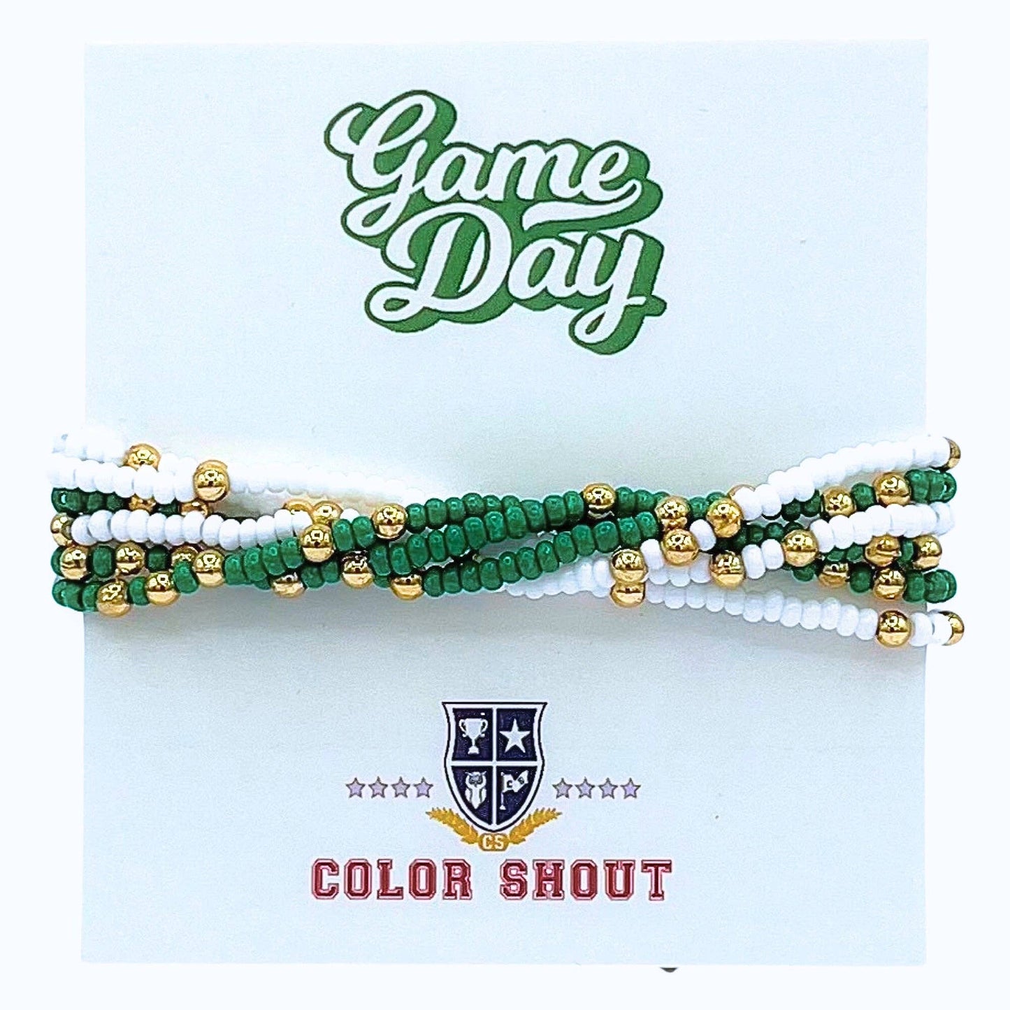 Game Day Team Colors: Set of 6 Stretch Bracelets: Royal Blue/White