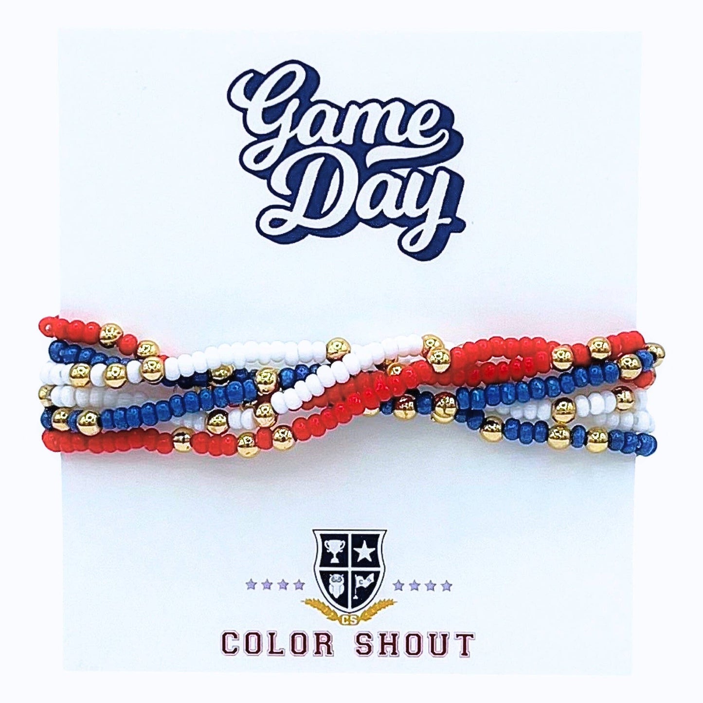 Game Day Team Colors: Set of 6 Stretch Bracelets: Maroon/White