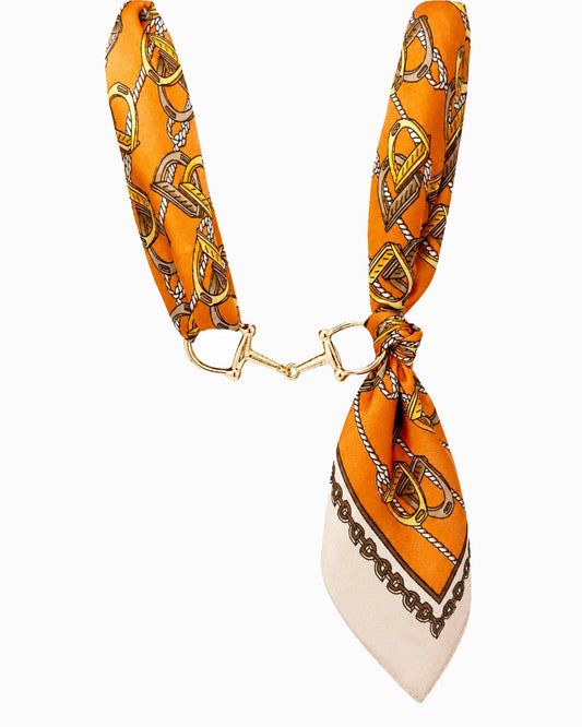 Horse Bit Silk Scarf Chocker Necklace: Orange