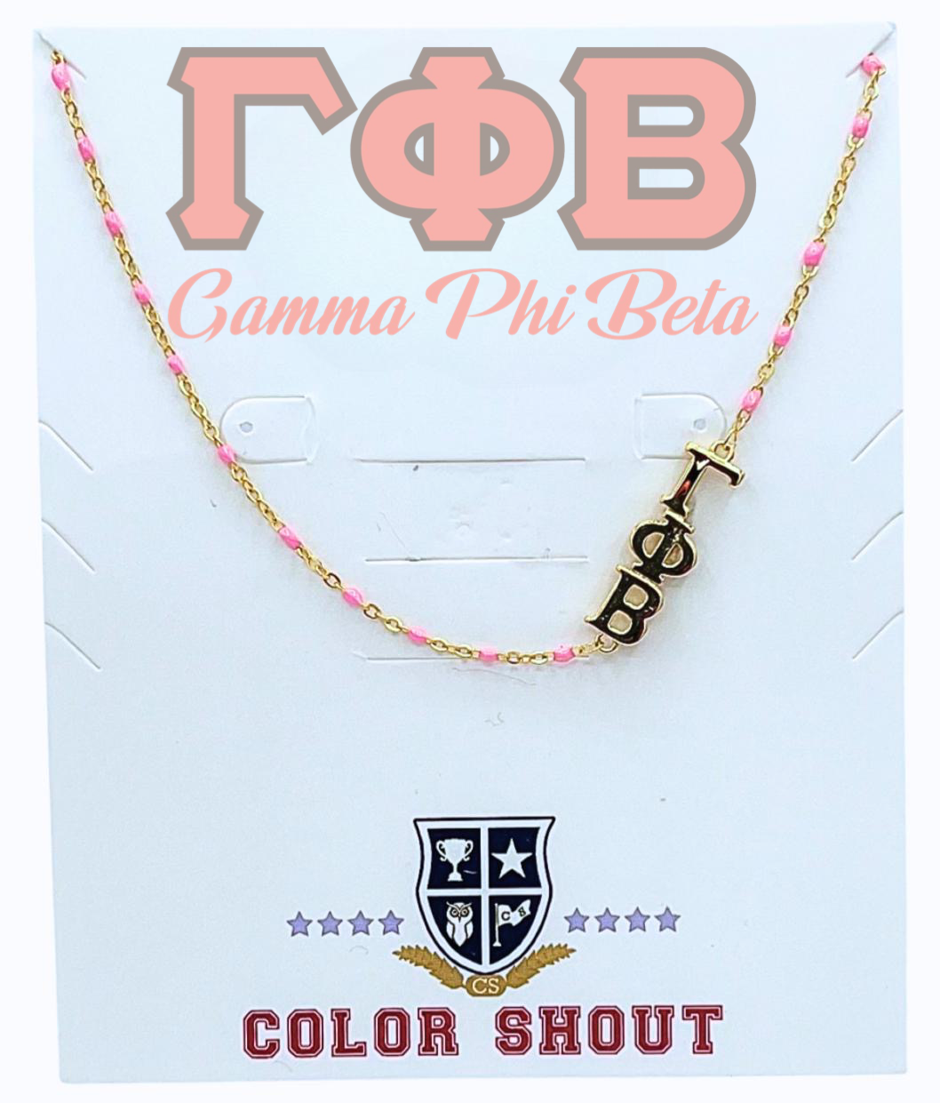 The Sorority Necklace: Side Set Greek letters on Enamel Bead: Alpha Chi Omega