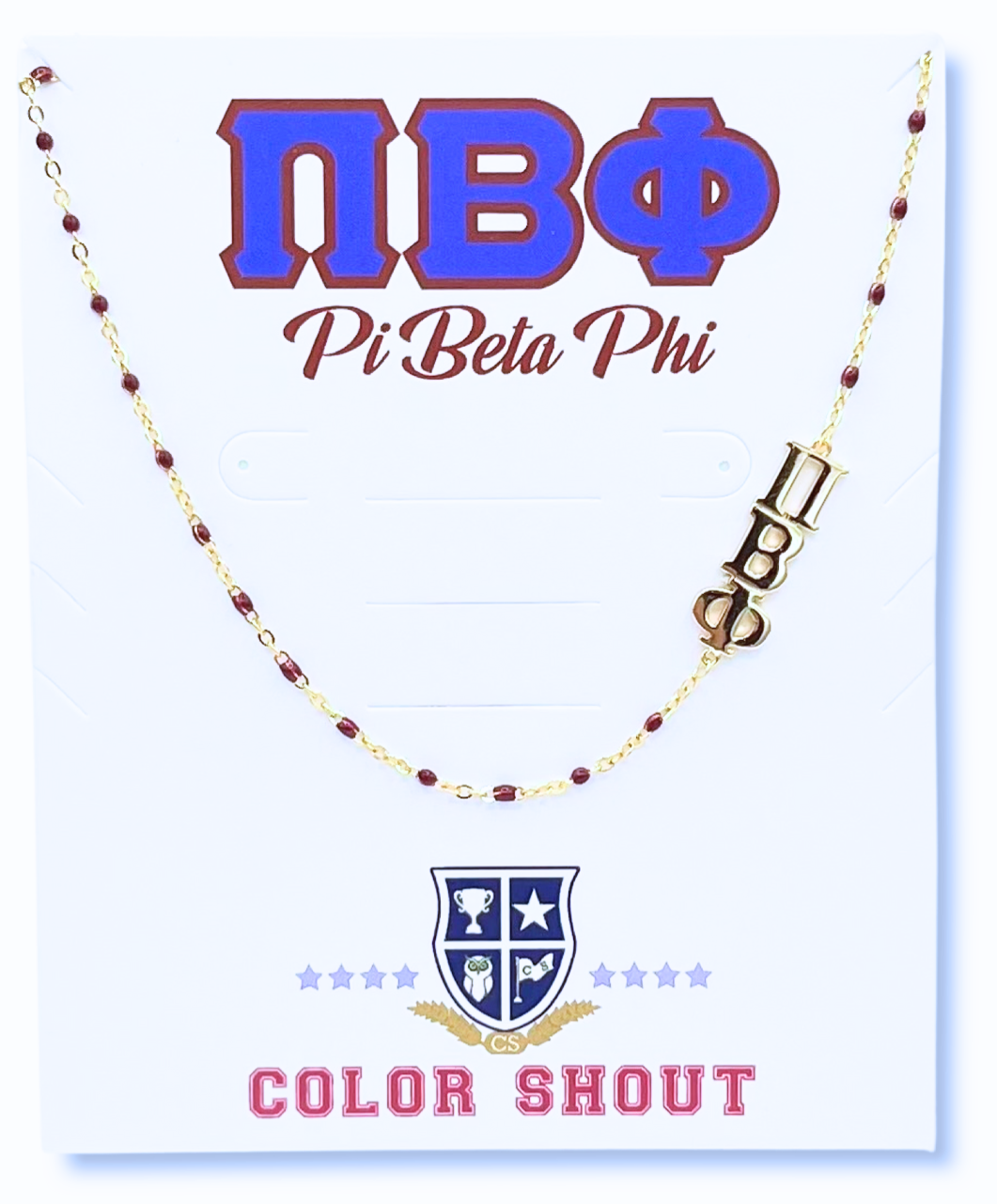 The Sorority Necklace: Side Set Greek letters on Enamel Bead: Alpha Chi Omega
