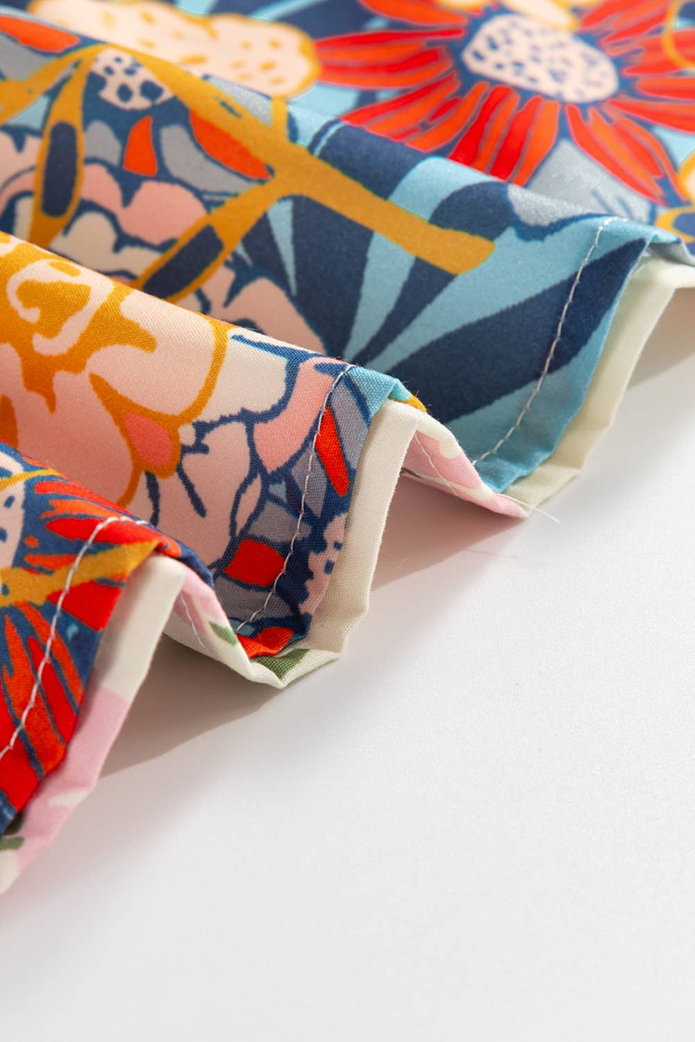 Crochet V Neck Half Sleeve Boho Floral Blouse: Multicolor