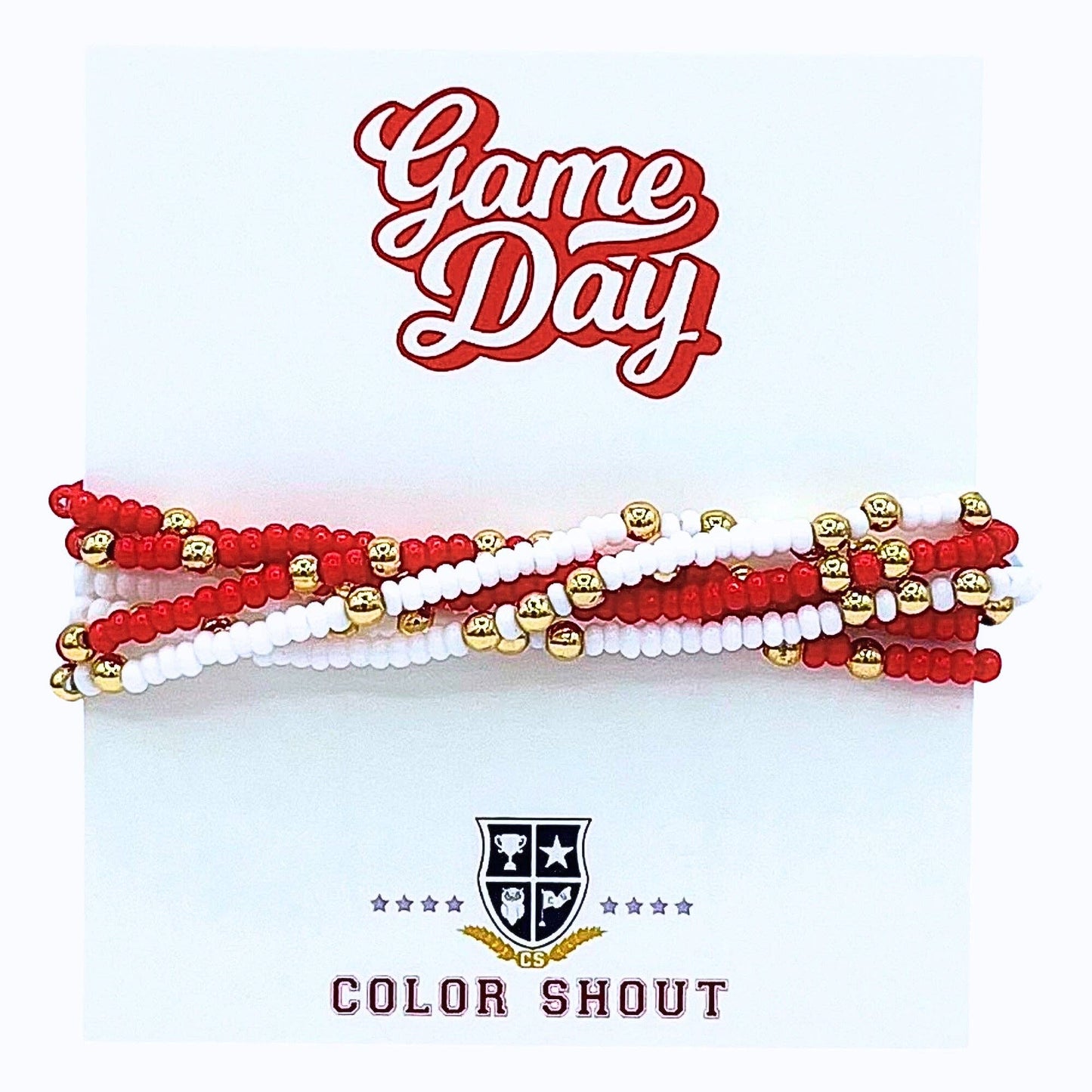 Game Day Team Colors: Set of 6 Stretch Bracelets: Green/White