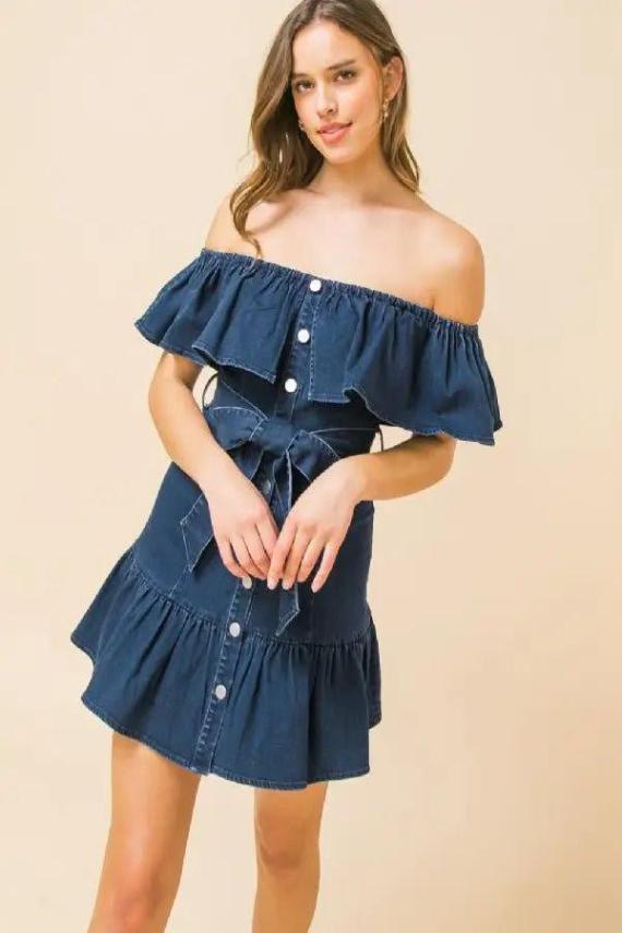 Ruffled Denim Dress