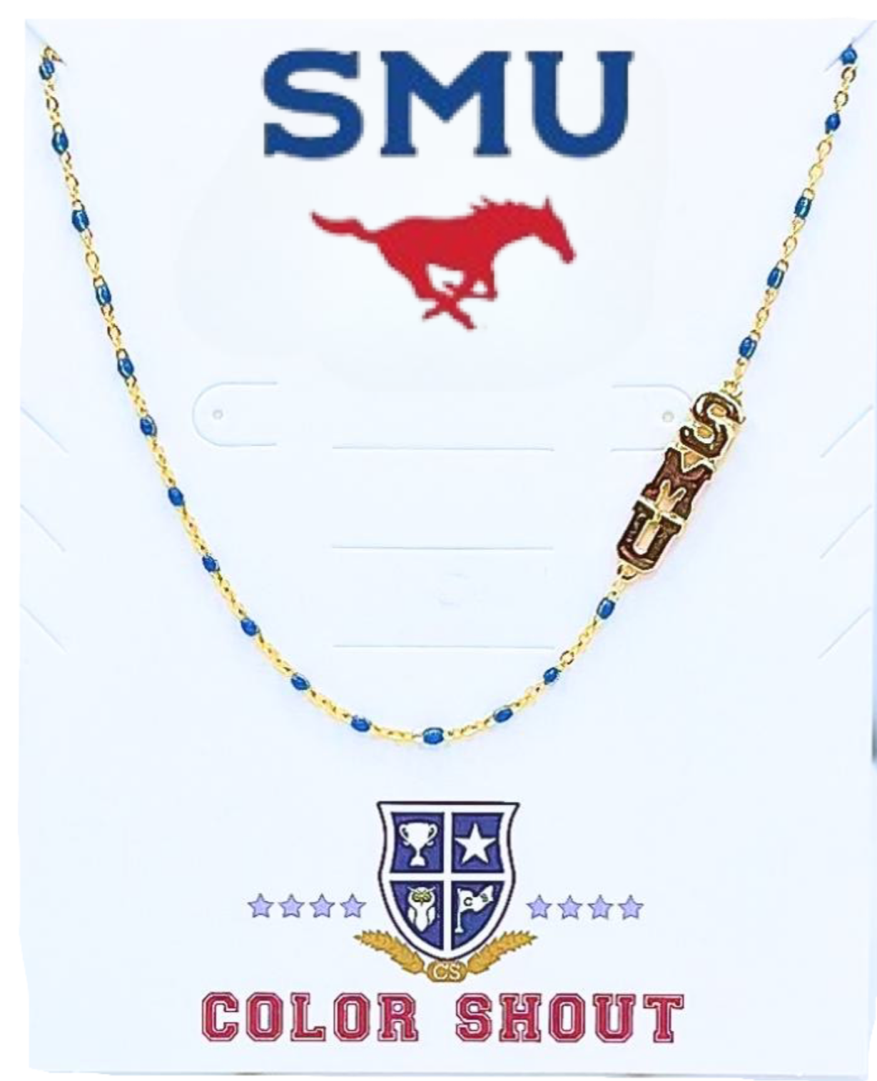 The College Logo Necklace: Side Set Logo on Enamel Bead Necklace: TCU