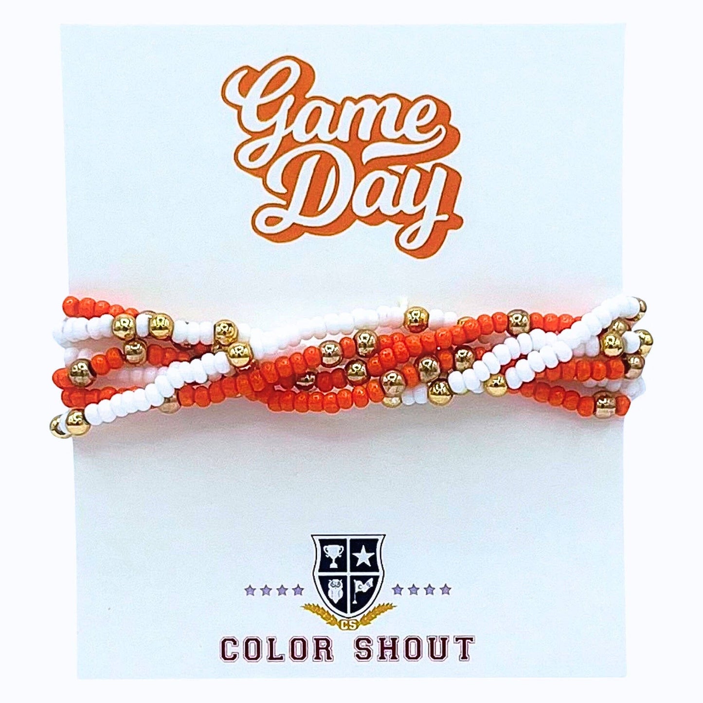 Game Day Team Colors: Set of 6 Stretch Bracelets: Red/White