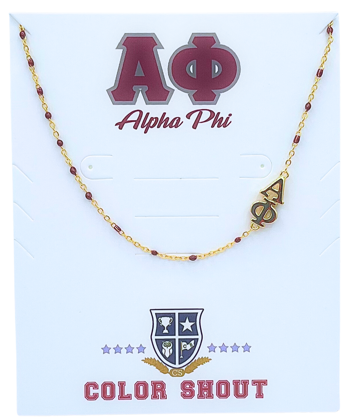 The Sorority Necklace: Side Set Greek letters on Enamel Bead: Alpha Chi Omega