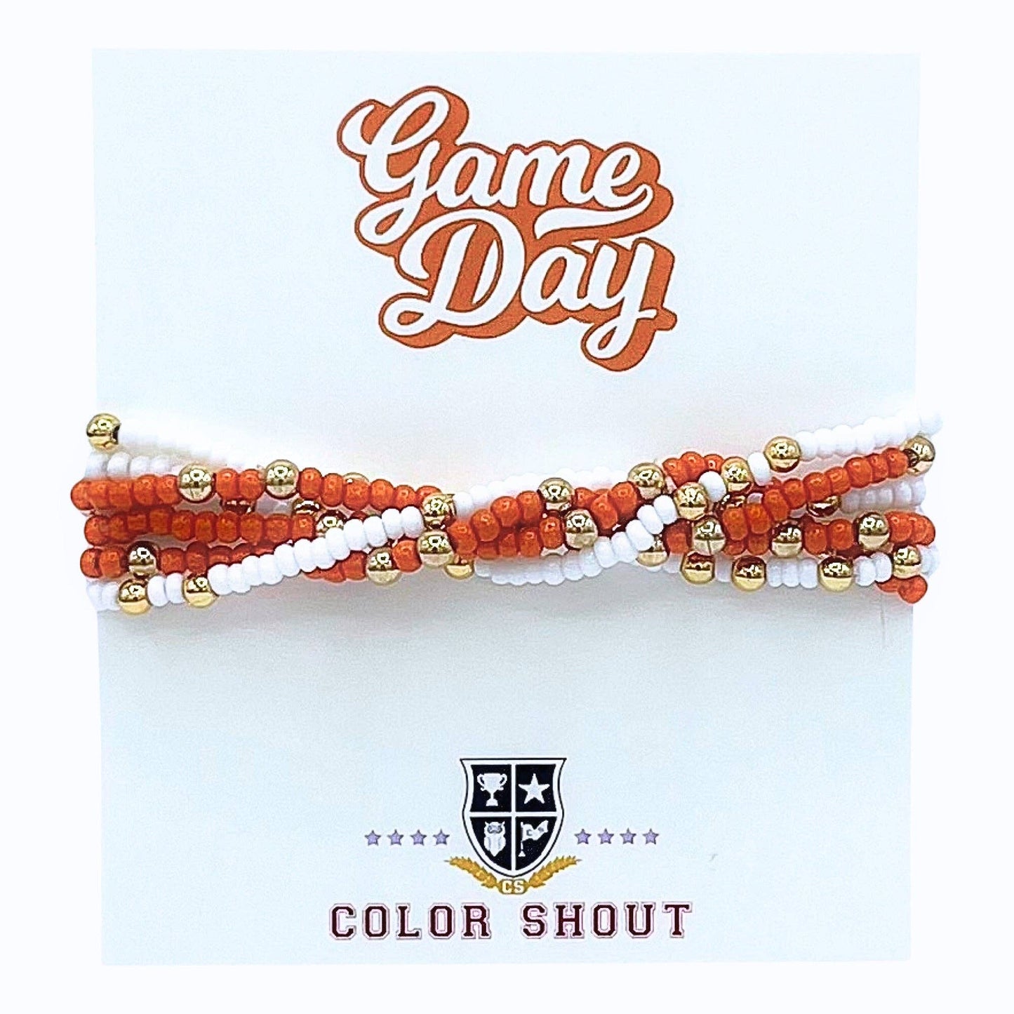 Game Day Team Colors: Set of 6 Stretch Bracelets: Maroon/White