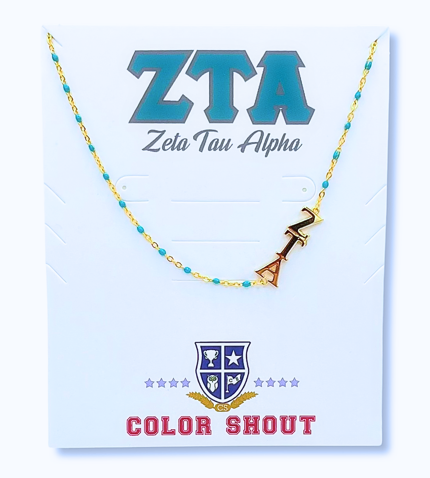 The Sorority Necklace: Side Set Greek letters on Enamel Bead: Alpha Chi Omega