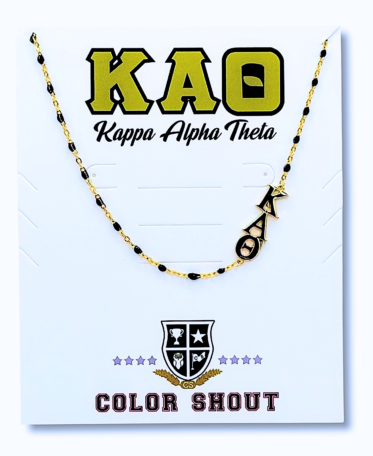 The Sorority Necklace: Side Set Greek letters on Enamel Bead: Alpha Chi Omega