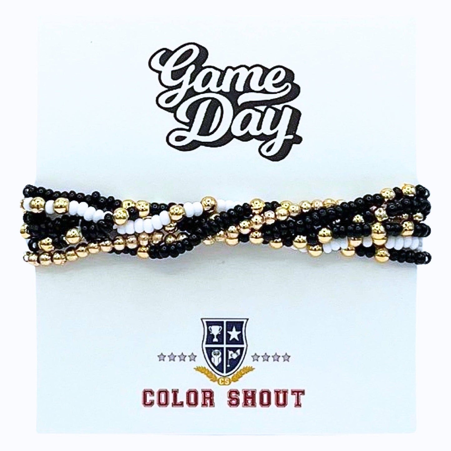 Game Day Team Colors: Set of 6 Stretch Bracelets: Green/White