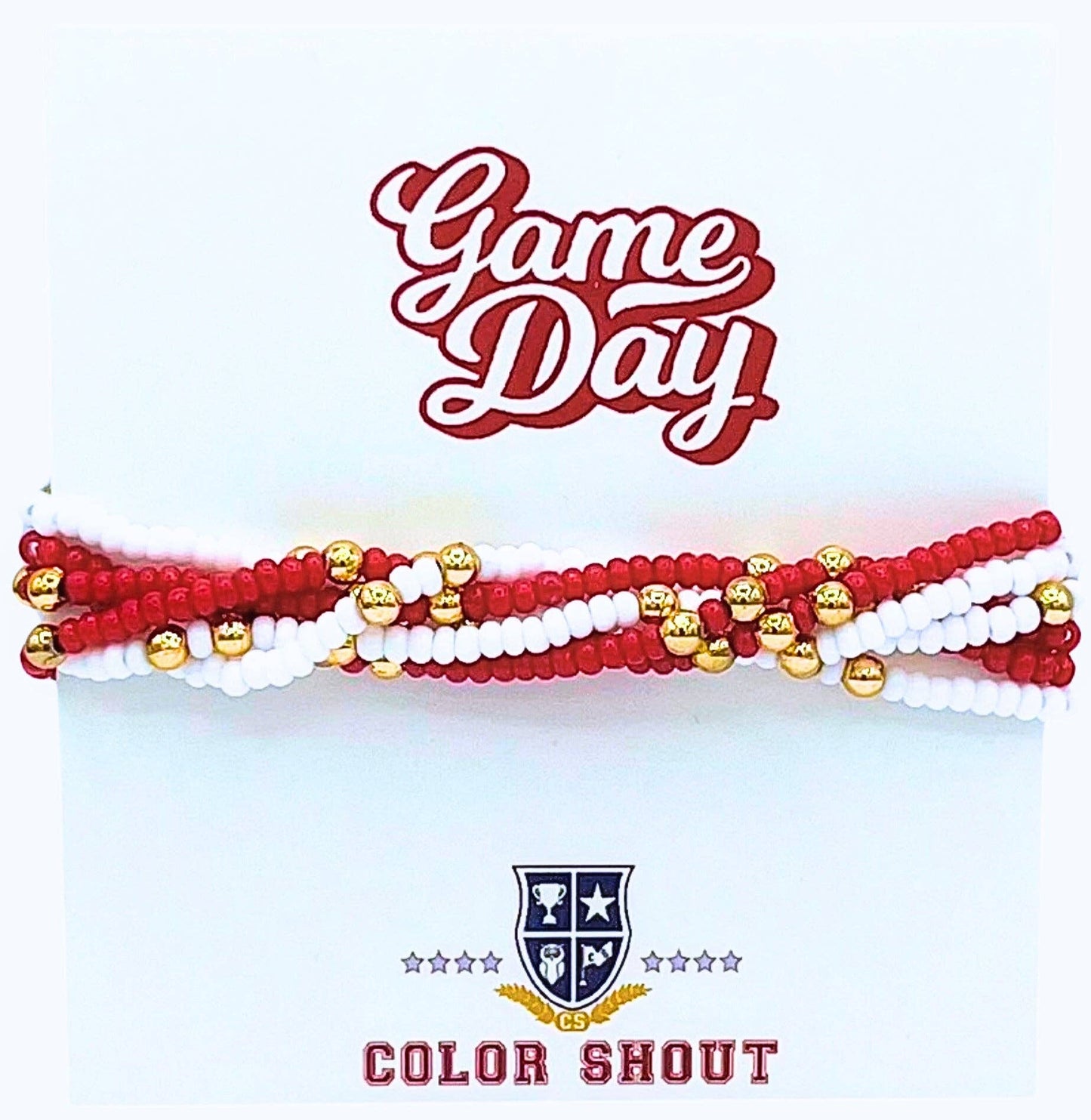 Game Day Team Colors: Set of 6 Stretch Bracelets: Maroon/White