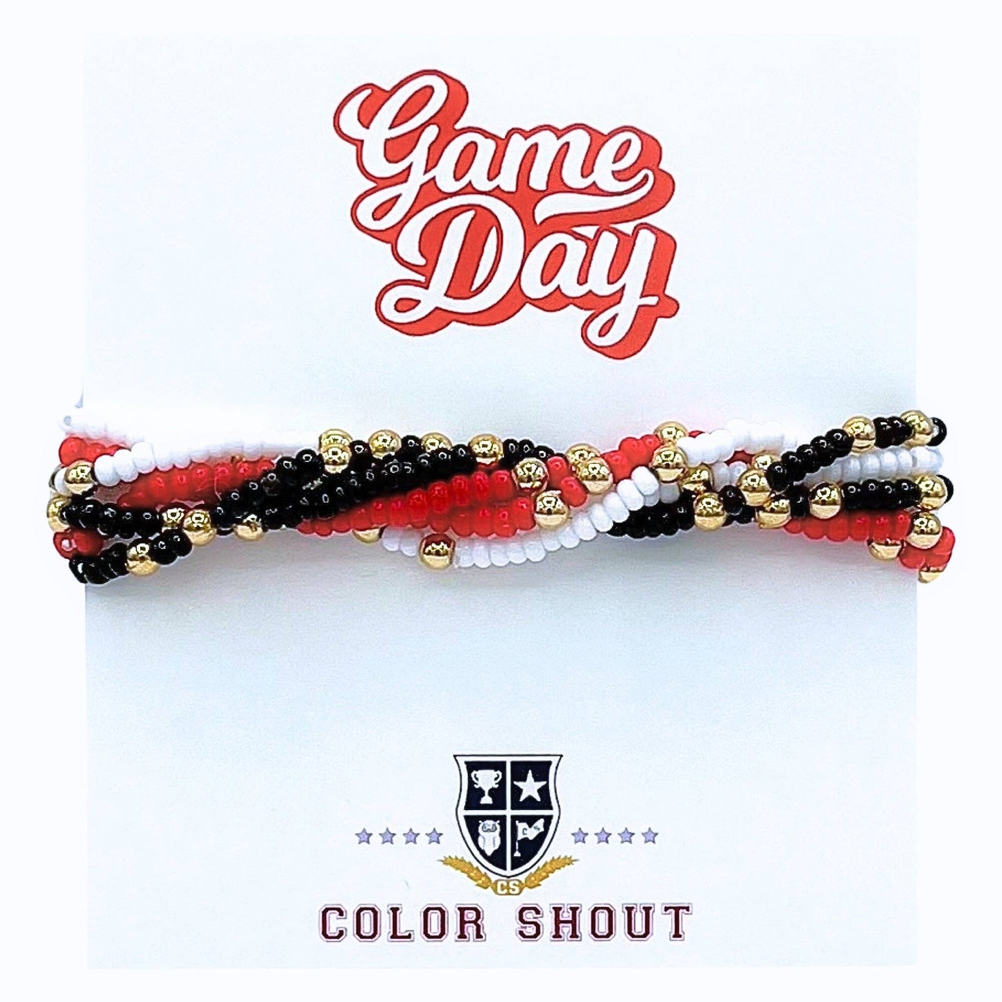 Game Day Team Colors: Set of 6 Stretch Bracelets: Royal Blue/White