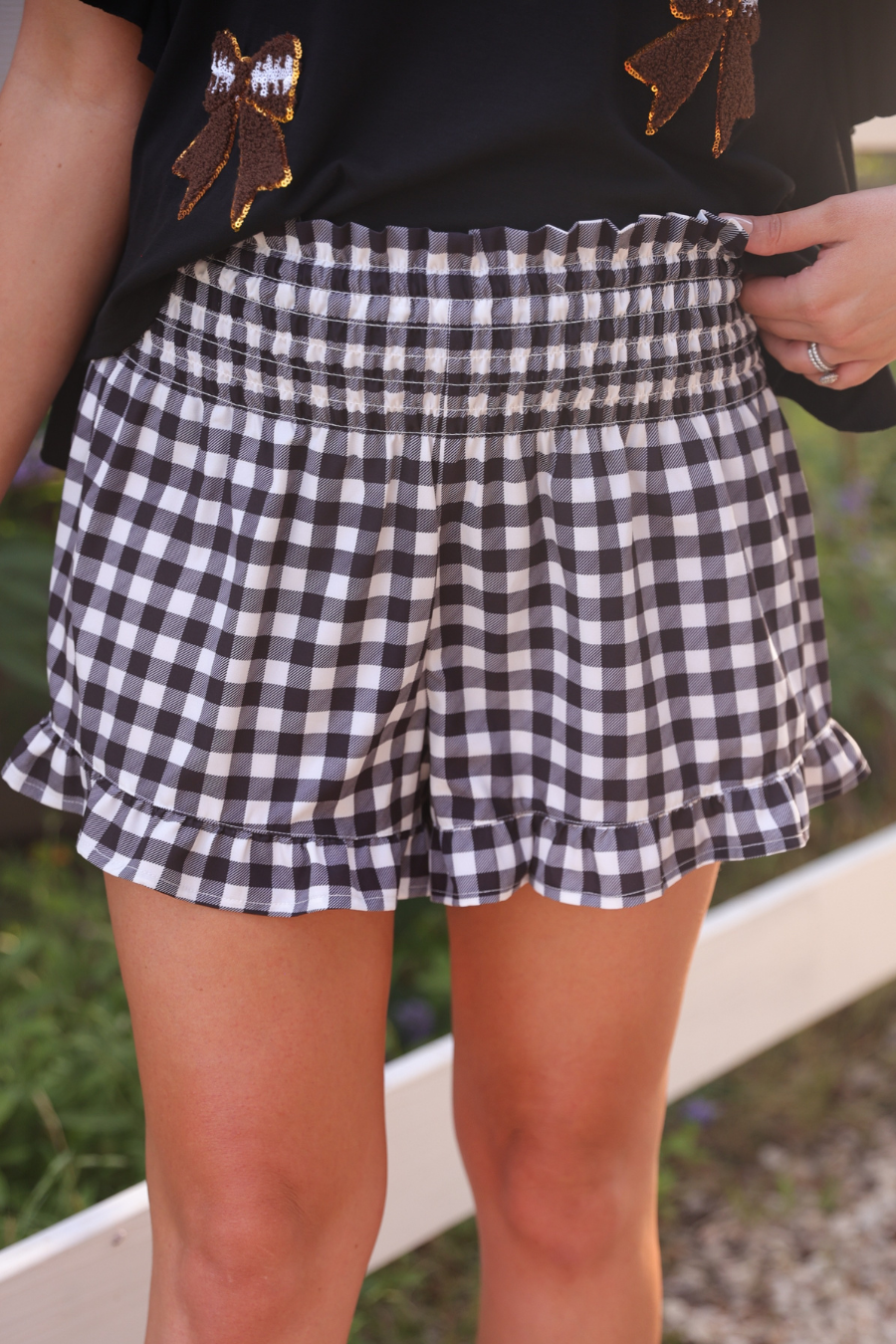 Sunny Strolls Gingham Shorts - Black
