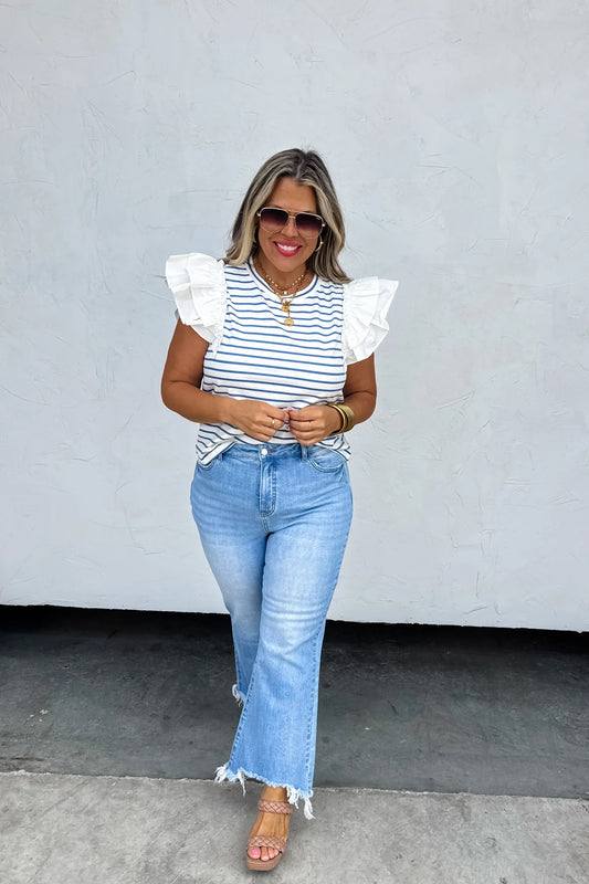 Erin Stripe Top - White/Blue