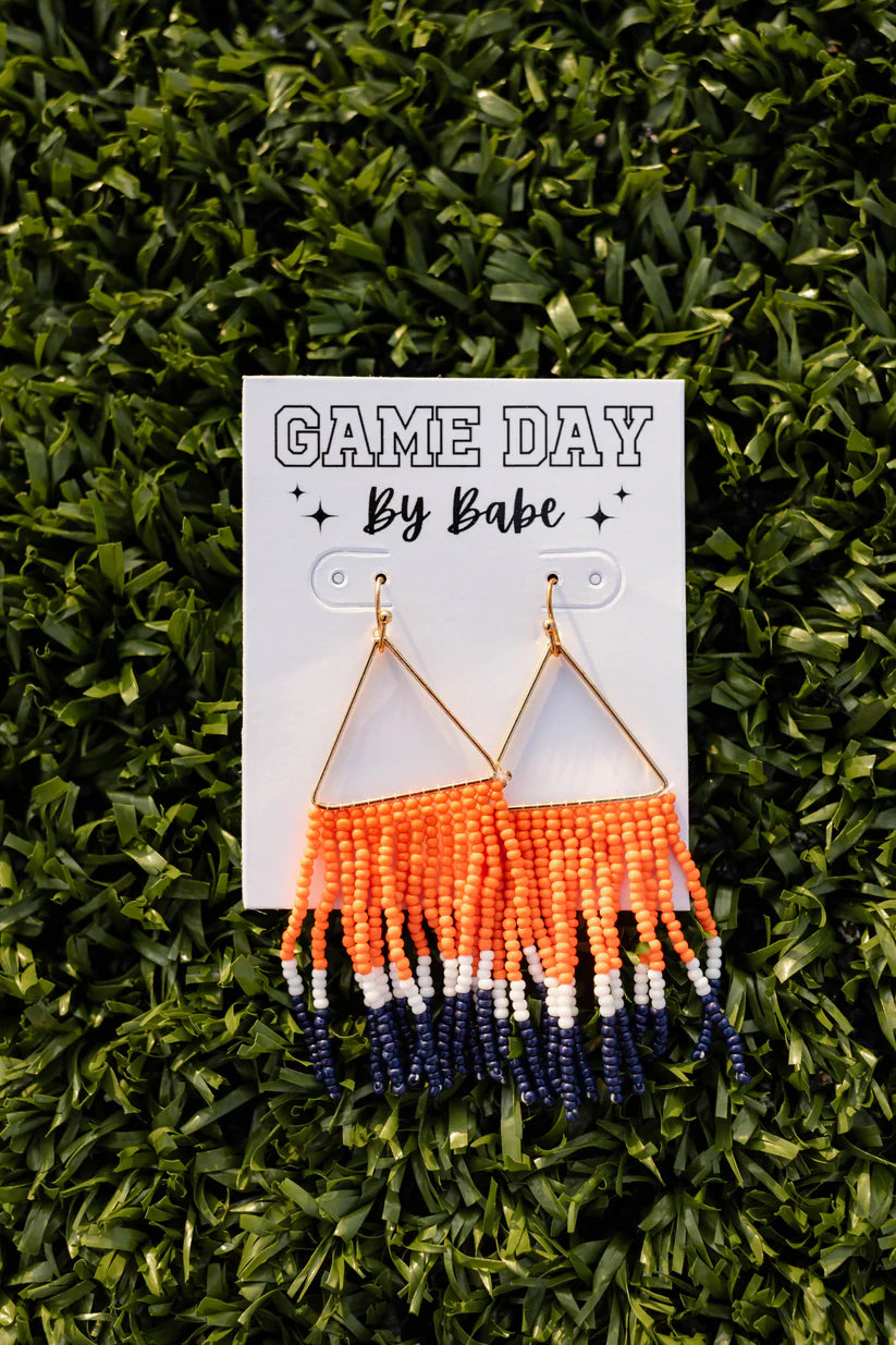 Beaded Tassel Game Day Earrings