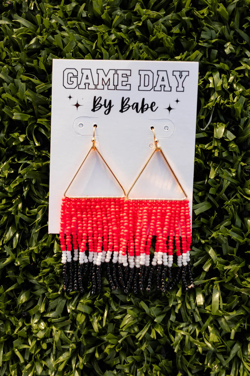 Beaded Tassel Game Day Earrings