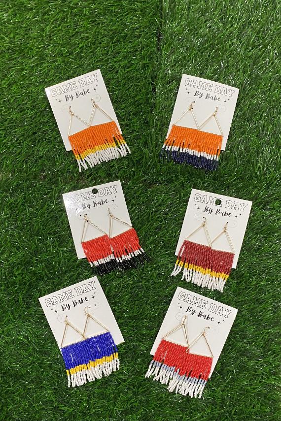 Beaded Tassel Game Day Earrings