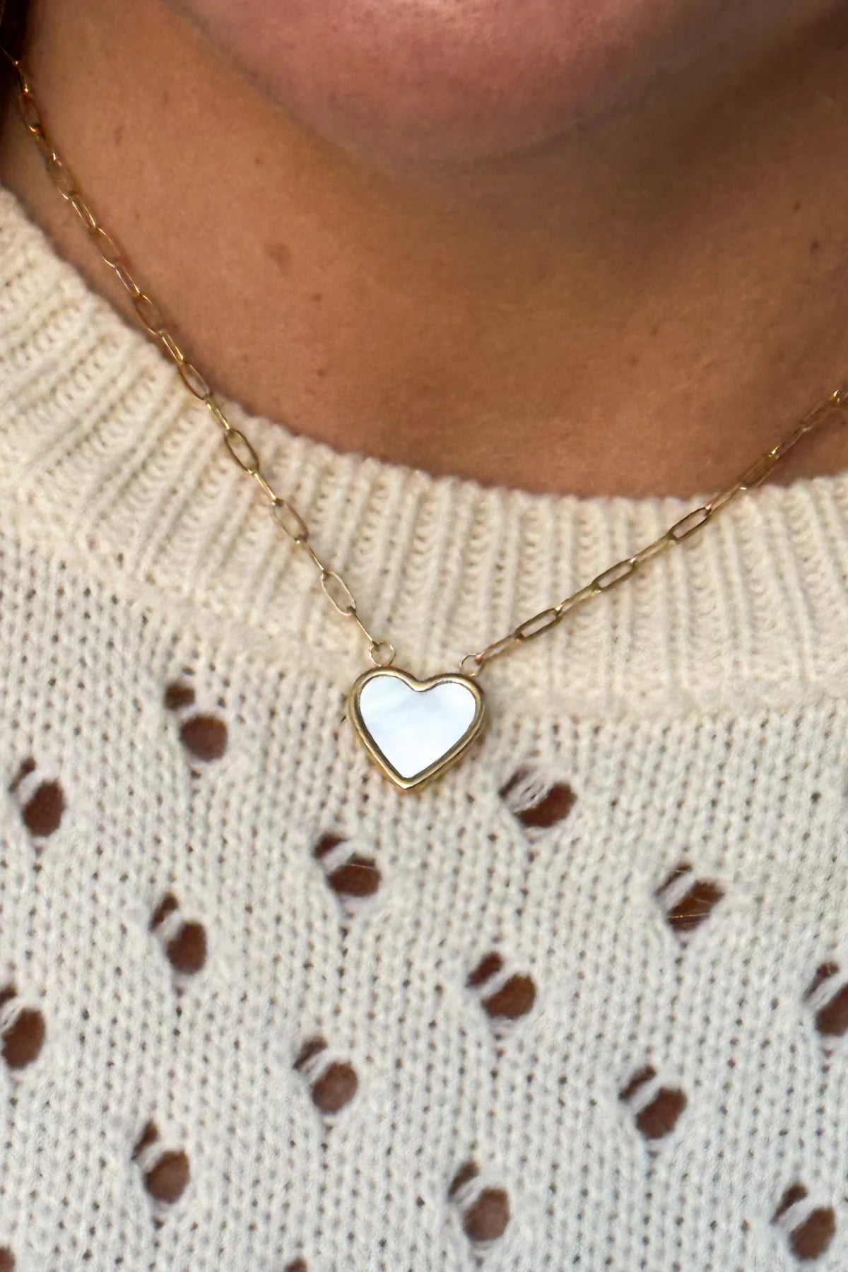 Pearl Heart Chain Necklace