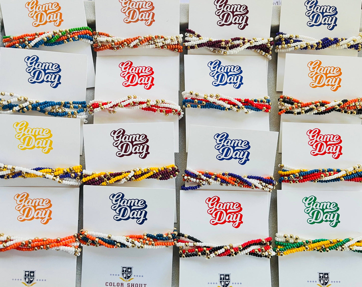 Game Day Team Colors: Set of 6 Stretch Bracelets: Red/White