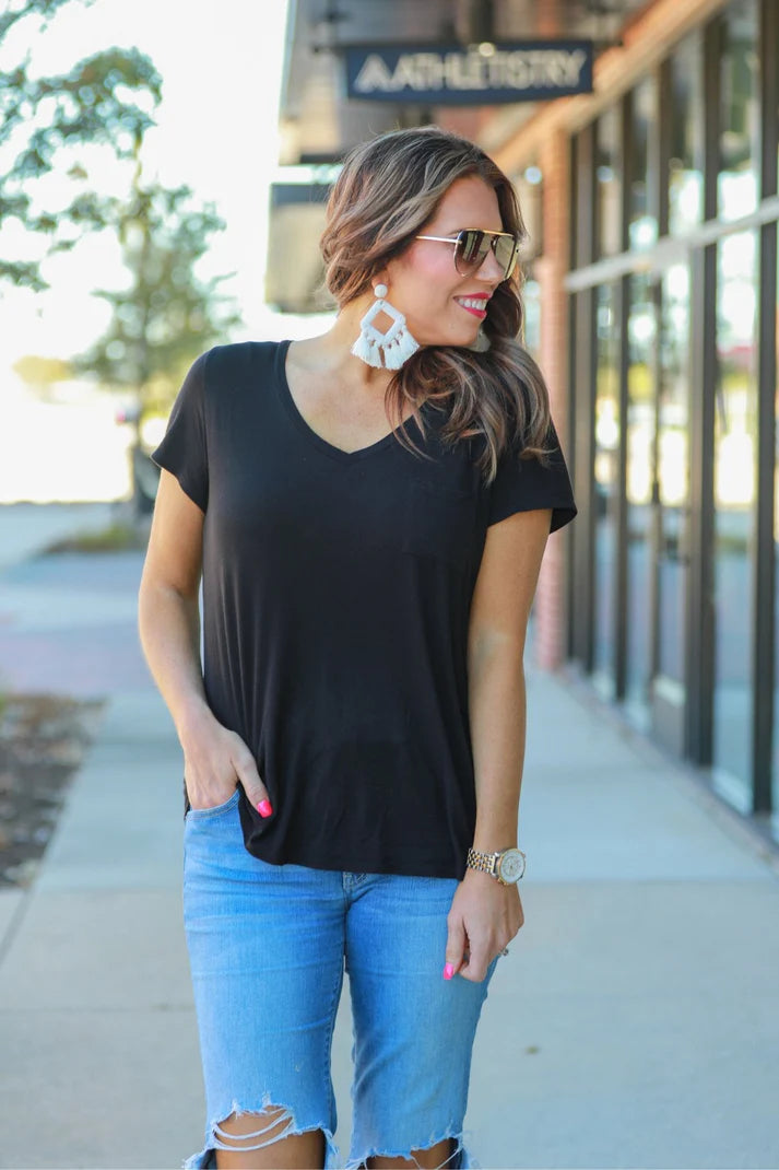 Jess Lea Basic Pocket Tee-GracieJeanBoutique