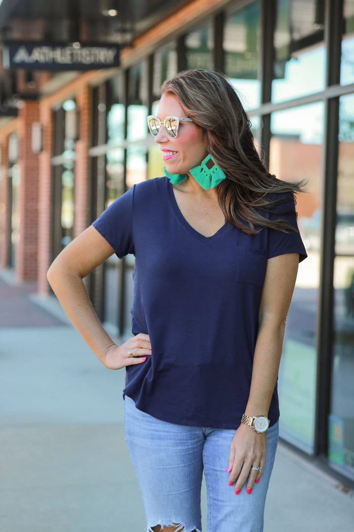 Jess Lea Basic Pocket Tee-GracieJeanBoutique