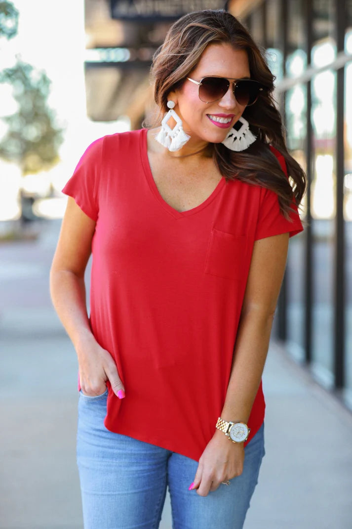 Jess Lea Basic Pocket Tee-GracieJeanBoutique