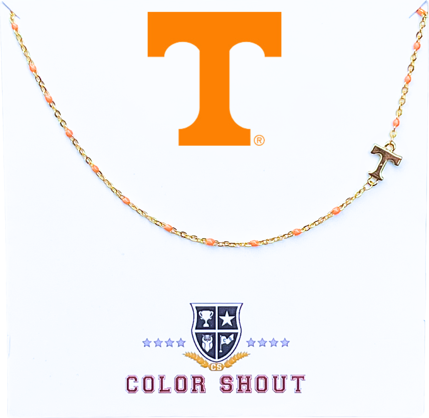 The College Logo Necklace: Side Set Logo on Enamel Bead Necklace: TCU
