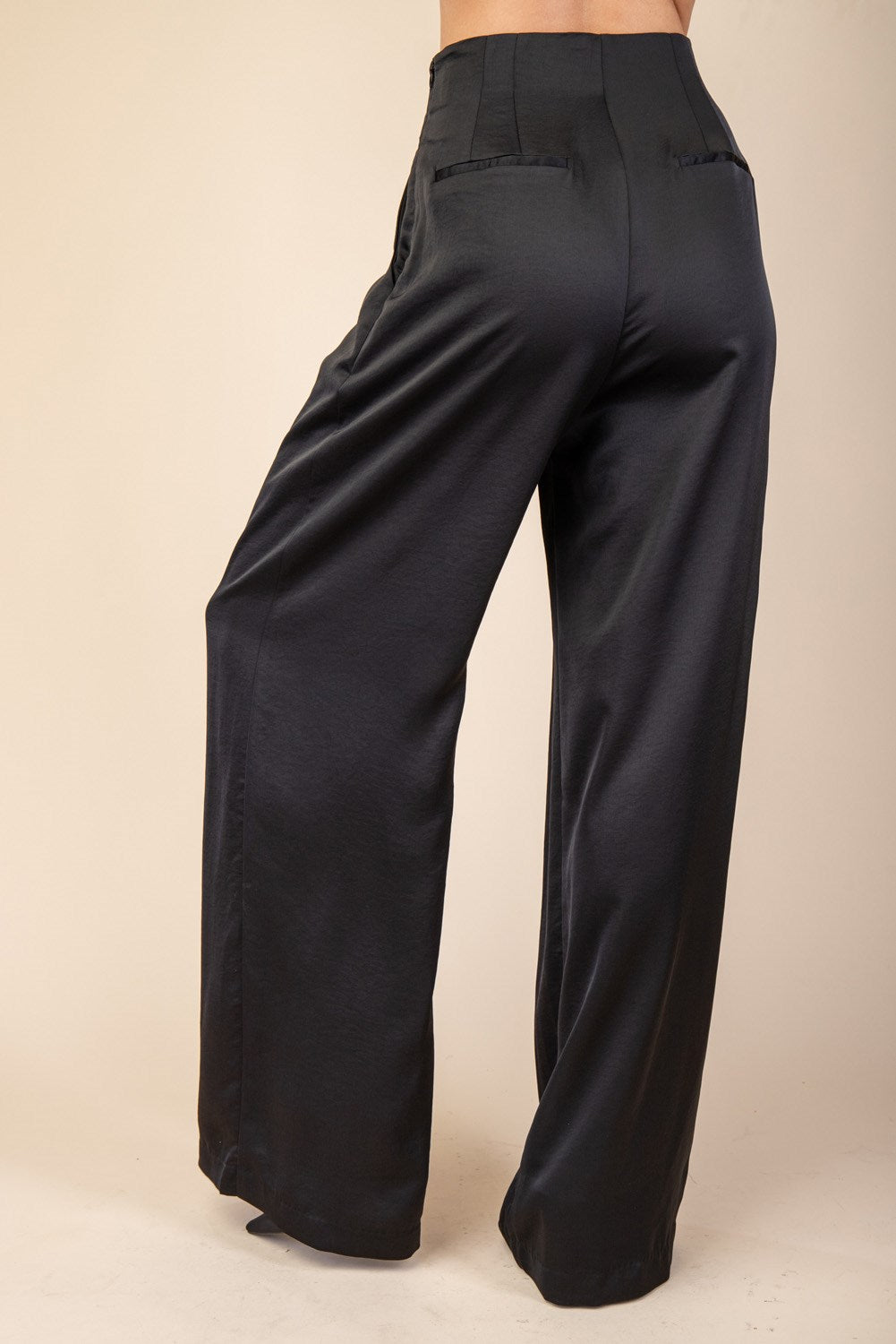 Pleated High-Waisted Wide Leg Pants - Black-GracieJeanBoutique