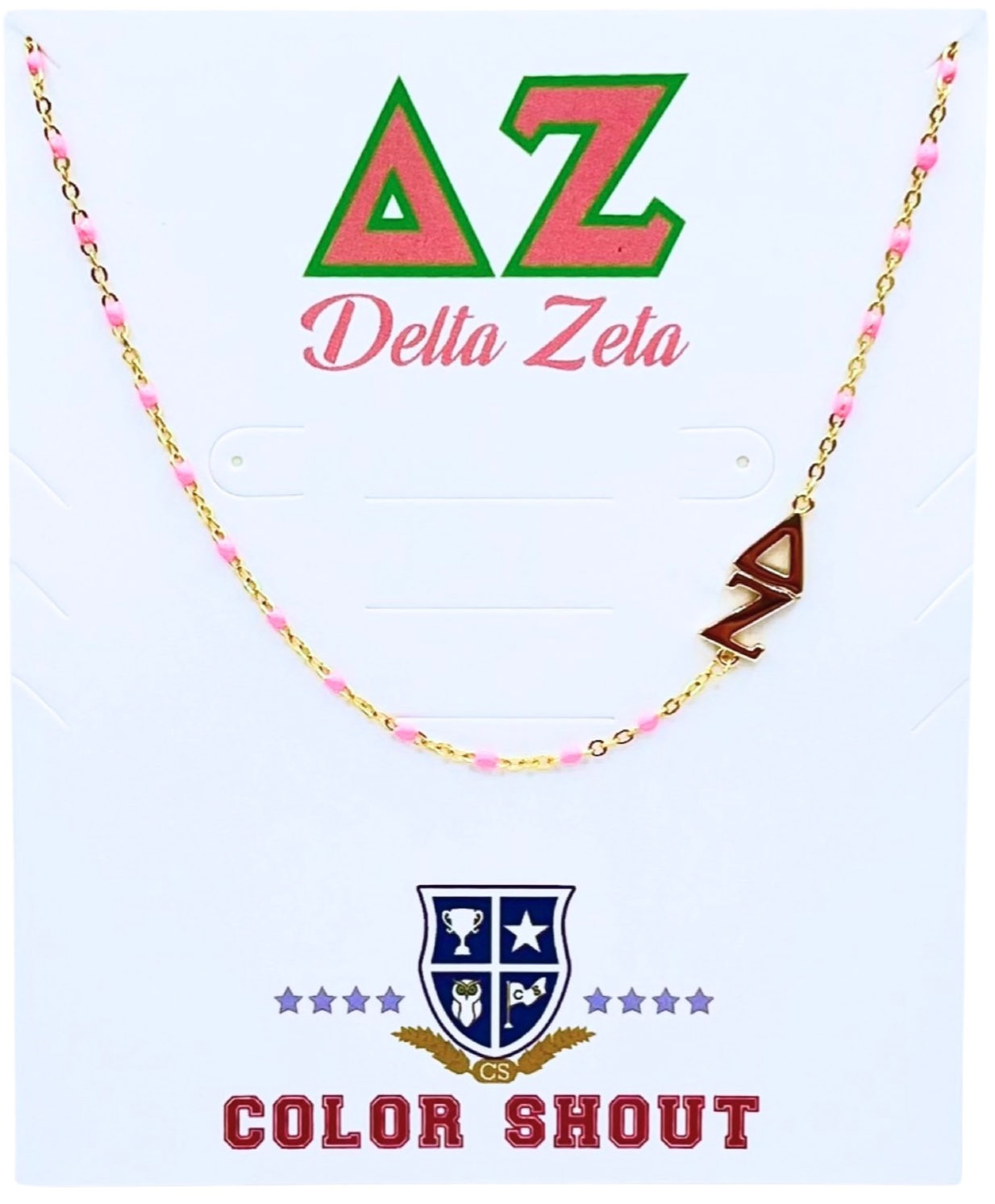 The Sorority Necklace: Side Set Greek letters on Enamel Bead: Alpha Chi Omega
