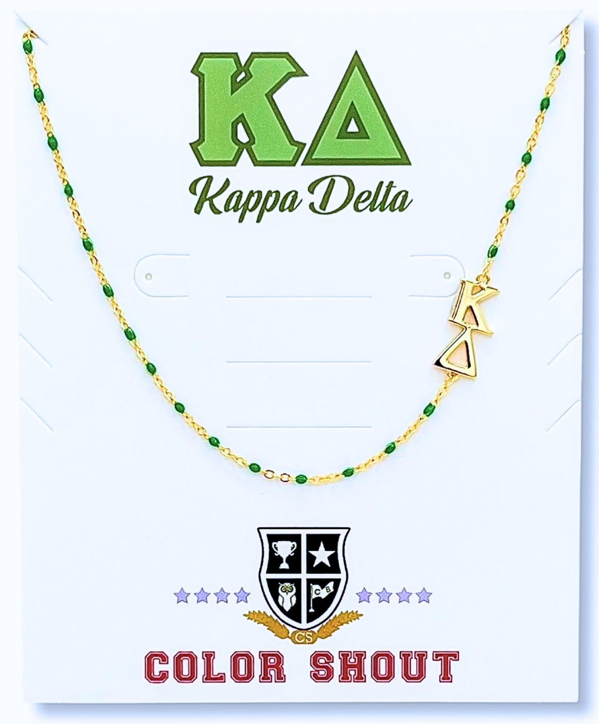 The Sorority Necklace: Side Set Greek letters on Enamel Bead: Alpha Chi Omega