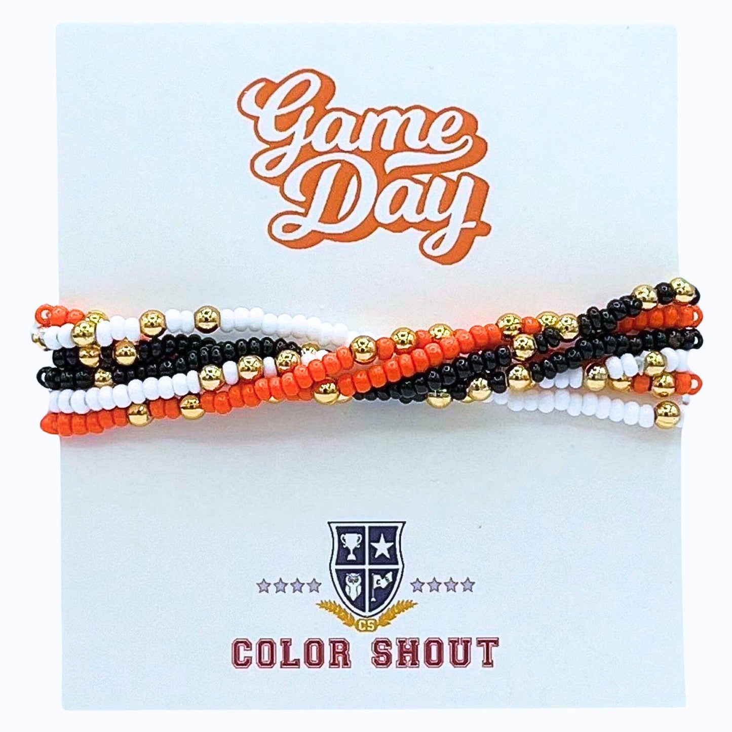 Game Day Team Colors: Set of 6 Stretch Bracelets: Maroon/White
