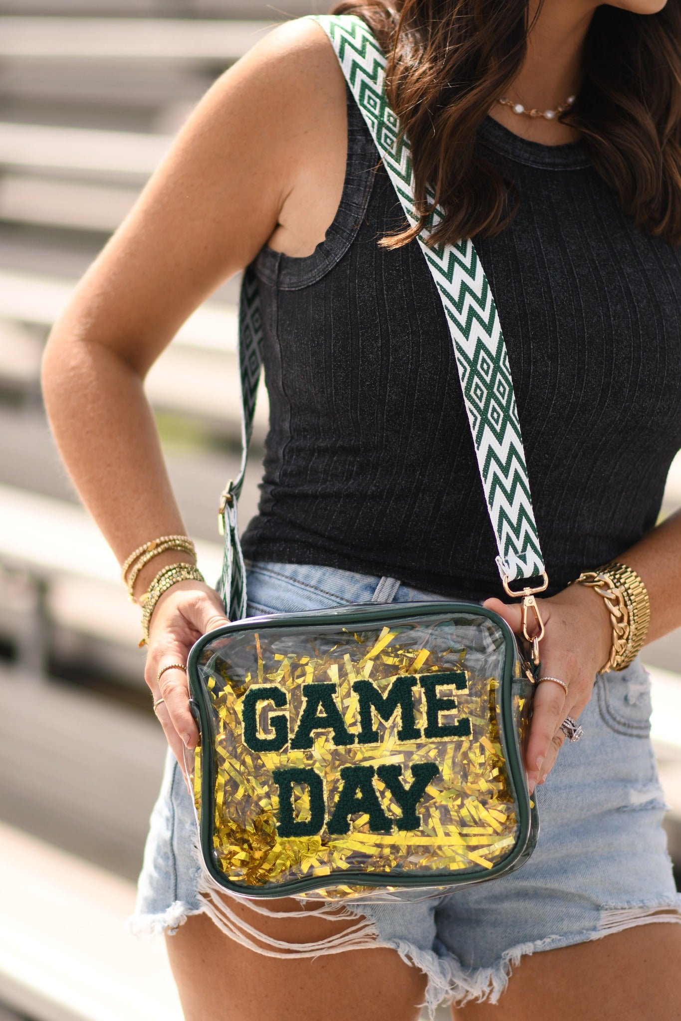 Clear Game Day Purse - Hunter Green