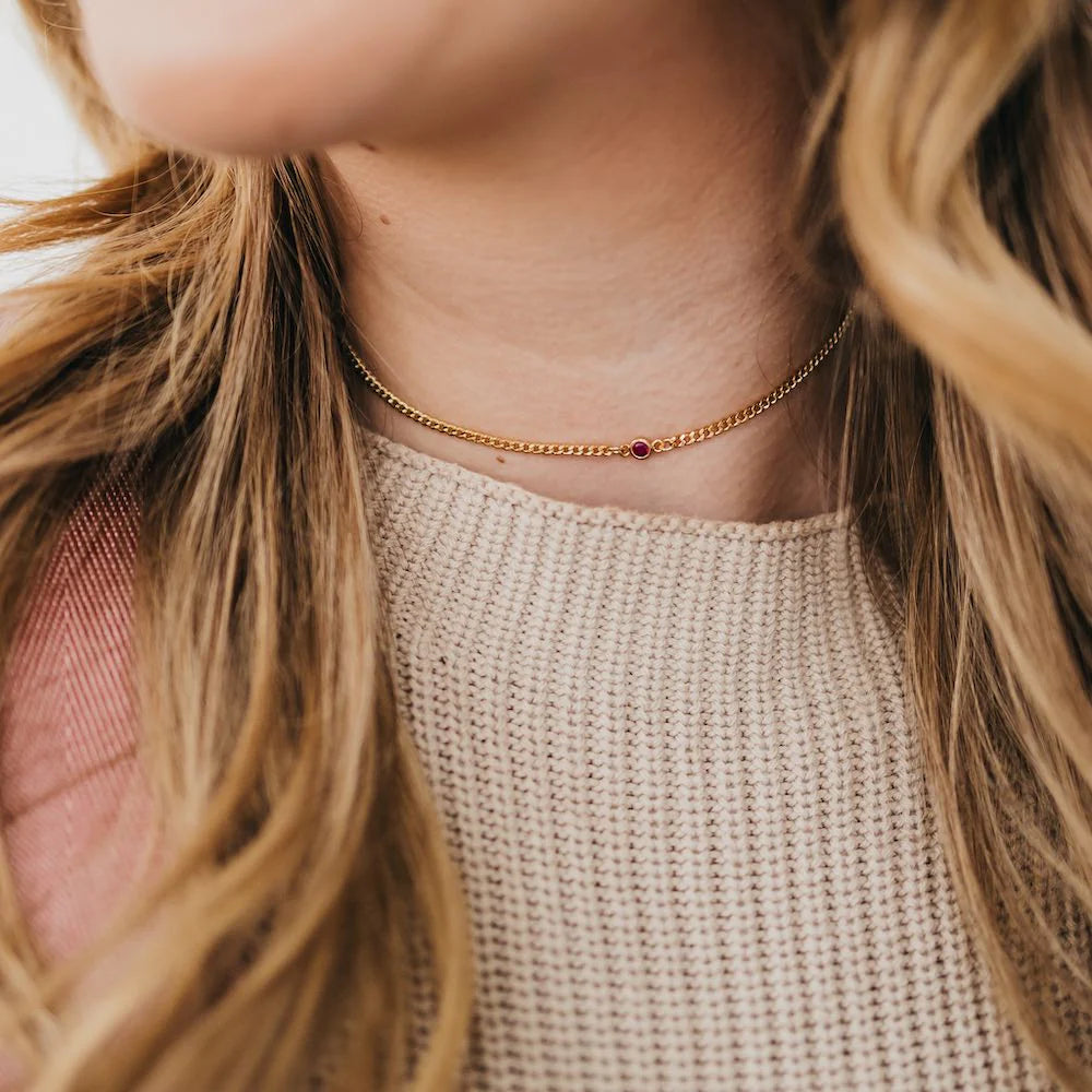 Crimson Chain Choker Necklace