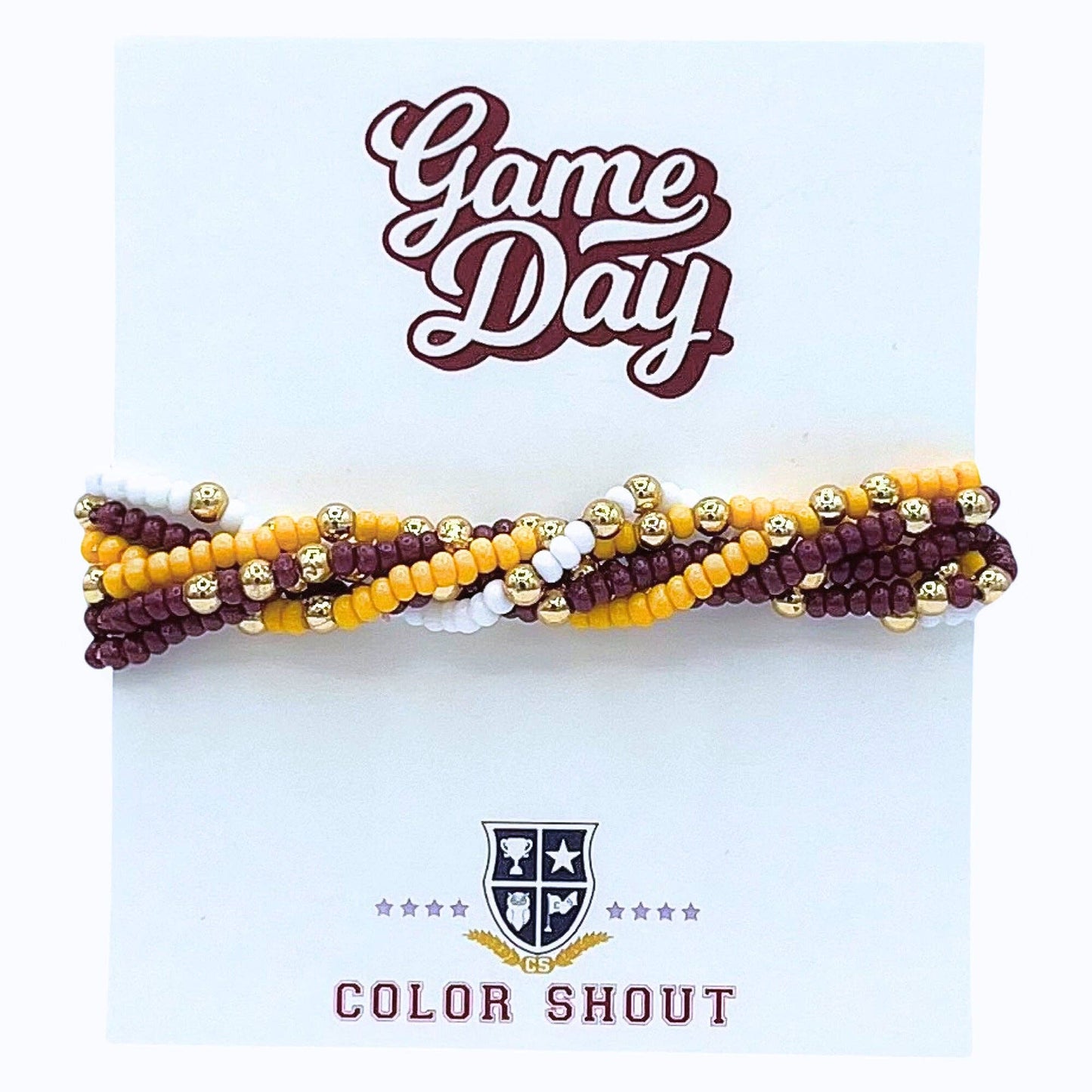 Game Day Team Colors: Set of 6 Stretch Bracelets: Green/White