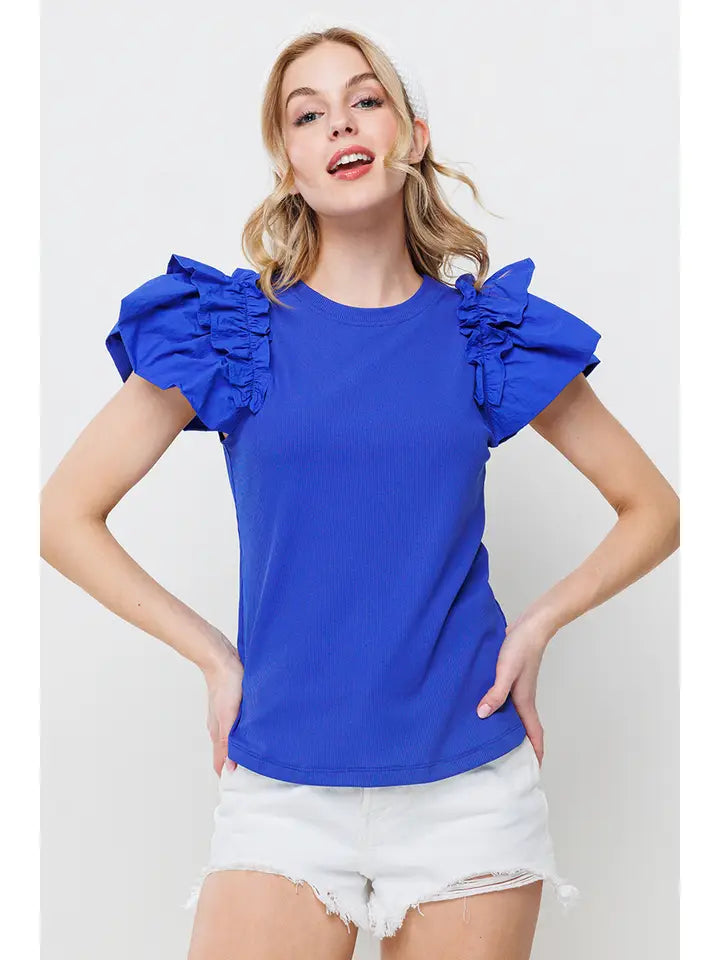 Ruffle Sleeve Top-GracieJeanBoutique