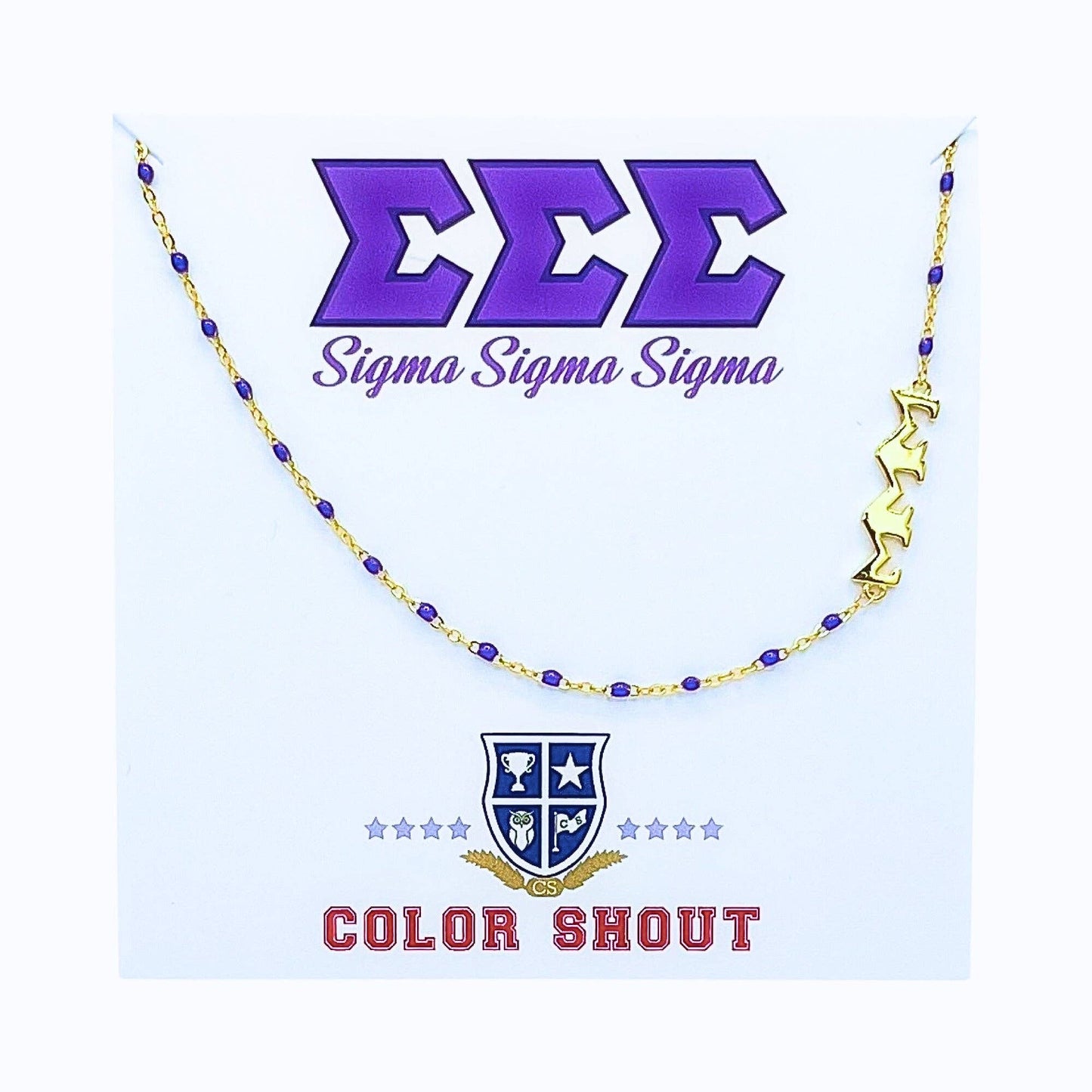 The Sorority Necklace: Side Set Greek letters on Enamel Bead: Alpha Chi Omega